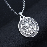 Catholique Saint Benoît Médaillon Pendentif Collier À La Mode En Alliage De Métal San Benito Collares Ras Du Cou Lien Porte-clés Cadeau En Gros