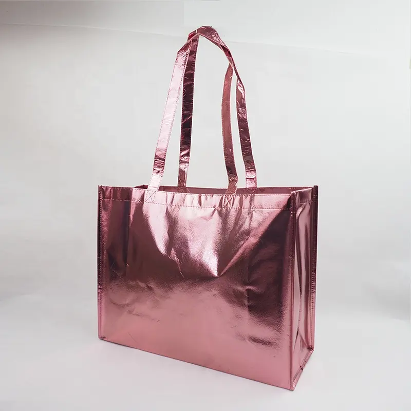 Custom Silver/Gold Printed Recyclable Metallic Laminated Non Woven Fabric Tote Bag