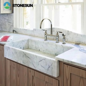 Lavello da <span class=keywords><strong>cucina</strong></span> StoneSun in marmo bianco elegante, lavello a grembiule in marmo naturale personalizzato per fattoria - Product Image 6