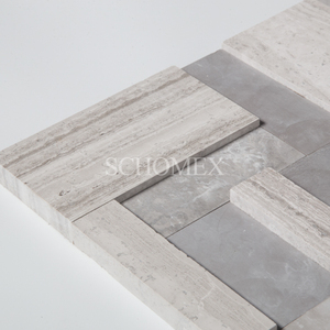 Vente en gros de carrelage d'extérieur Schomex moderne en <span class=keywords><strong>pierre</strong></span> empilée 3D Culture <span class=keywords><strong>naturelle</strong></span> en bois blanc imperméable pour hôtels - Product Image 3