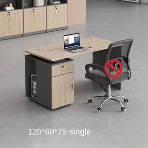 مكتب حديث من MDF لأربعة أشخاص مع مجموعة كراسي وخزانة، مكتب موظفين بتصميم لوحي مع حامل للهاتف المحمول - Product Image 4