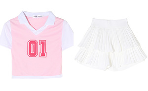 เสื้อยืดแขนสั้นพิมพ์ลายลำลองสำหรับนักเรียนหญิงชุดเชียร์ลีดเดอร์บนเวทีชุดเชียร์ลีดเดอร์ - Product Image 6