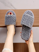 Pantoufles d'Intérieur et d'Extérieur Chaussures d'Hiver Chaudes à Bout Ouvert en Peluche Moelleuse en Fausse Fourrure pour Femmes - Direct Usine