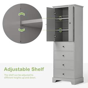 Adjustable DB <b>Storage</b> <b>Cabinet</b> <b>with</b> 2 Doors and 4 <b>Drawers</b> MDF Board <b>with</b> Painted Finish for Bathroom or Office Use - Product Image 6