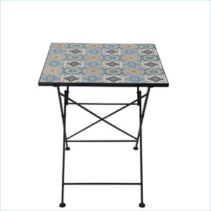 Mosaïque Table Pliable Extérieur Patio Balcon Imperméable Fer Mosaïque Café Table Salle À Manger Salon Bistro Loisirs Mosaïque Chaise - Product Image 5