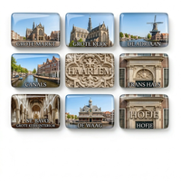 Aimant de réfrigérateur en verre personnalisé avec paysage néerlandais, souvenir pour boutique de cadeaux, vente en gros