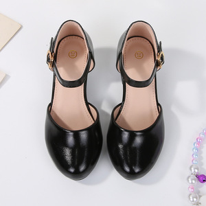 صنادل صيفية جديدة للبنات بكعب عالٍ للحفلات w e للطلبة أحذية أميرات بحزام مشبك عصري مجوف - Product Image 2