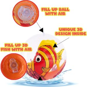 Pelota de playa inflable de PVC de <span class=keywords><strong>8</strong></span> pulgadas, colores rojo, rosa y azul para niños, bolas transparentes con peces de colores en el interior para decoraciones de fiesta - Product Image 4