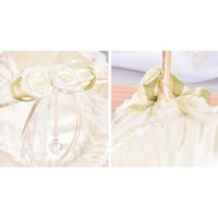 Keranjang Pengiring Pengantin Bunga Warna Ivory Ramah Lingkungan Berkualitas Tinggi Buatan Tangan, Dapat Dilipat, Tekstil Renda, Warna Dapat Disesuaikan, Dekorasi Portabel