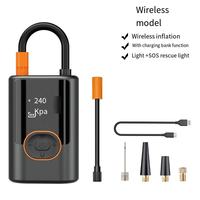 Gonfleur de pneus de voiture sans fil 150 PSI, mini, avec batterie externe, lumière d'urgence, charge USB, pompe à air portable rechargeable, numérique, en plastique