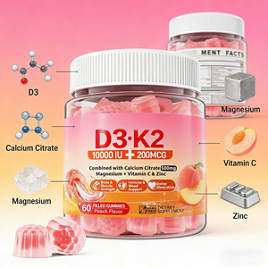 Vitamin <span class=keywords><strong>D3</strong></span> 10000IU K2 200mcg Permen Kunyah Kesehatan Tulang Produsen OEM Kalsium <span class=keywords><strong>Magnesium</strong></span> Seng Vitamin C Kompleks Lengkap - Product Image 1