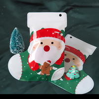 Sacs en aluminium Ziplock réutilisables imprimés personnalisés pour biscuits de Noël Pochette debout avec mylar pour le stockage des aliments Style chaussettes de Noël
