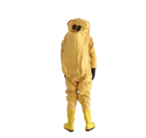 Combinaison de sécurité chimique étanche de taille moyenne (RHF1C Jaune) - PVC ignifuge, compatible avec les équipements respiratoires - Product Image 4