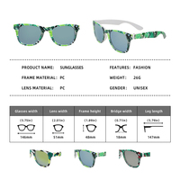Lunettes de soleil promotionnelles à imprimé floral pour hommes Anti-UV Square Trendy Shades Lunettes de soleil pour donner