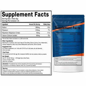 Elektrolyt-Pulver Zuckerfrei 20 Packungen Ausdauer-Booster Unterstützt Elektrolyt-Gleichgewicht Immununterstützung Kundenspezifische Form OEM Halal - Product Image 2
