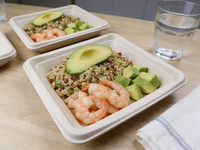 Emballage alimentaire écologique, biodégradable, compostable, en bagasse de canne à sucre, papier kraft, boîte plate auto-élevable jetable