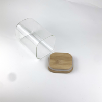 Vente en gros de pots en verre carrés transparents avec couvercle en bambou personnalisés de 1,5 L, 150 ml à 400 ml, pour le miel, les bonbons, le chocolat, le stockage des aliments dans la cuisine