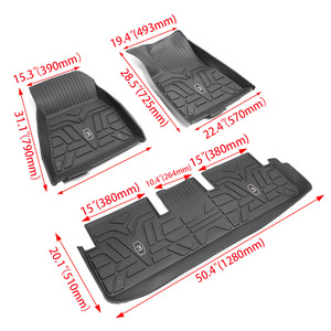 Tesla Model 3 Y <b>TPE</b> Floor Mats 3Pcs All Weather Geometric Design Car Liner - Product Image 2