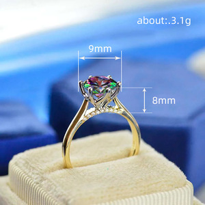 Anello nuziale Rainbow Six Prong per donna, elegante gioiello da dito alla moda per matrimonio - Product Image 4
