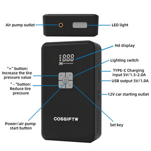 Portable 16800 Mah Super <span class=keywords><strong>Jumper</strong></span> Batterie Pack Voiture Booster Lithium Power Bank Démarreur Avec Compresseur D'air - Product Image 3
