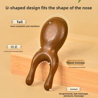 Peigne de massage en bois de santal doré en forme de petite grenouille et masseur oculaire avec fonctions de grattoir nasal pour les méridiens du visage Modèle