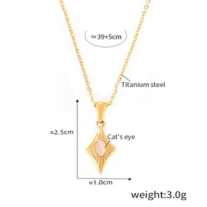 Nueva moda ESTRELLA DE Belén collar ojo de gato incrustaciones de piedra Natural Acero inoxidable PVD chapado en oro estrella colgante collares - Product Image 6