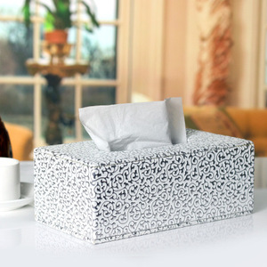 Porte-serviettes en cuir PU avec impression de fleurs carrées personnalisées Boîte à mouchoirs pour hôtels Impression de fleurs carrées personnalisées - Product Image 4