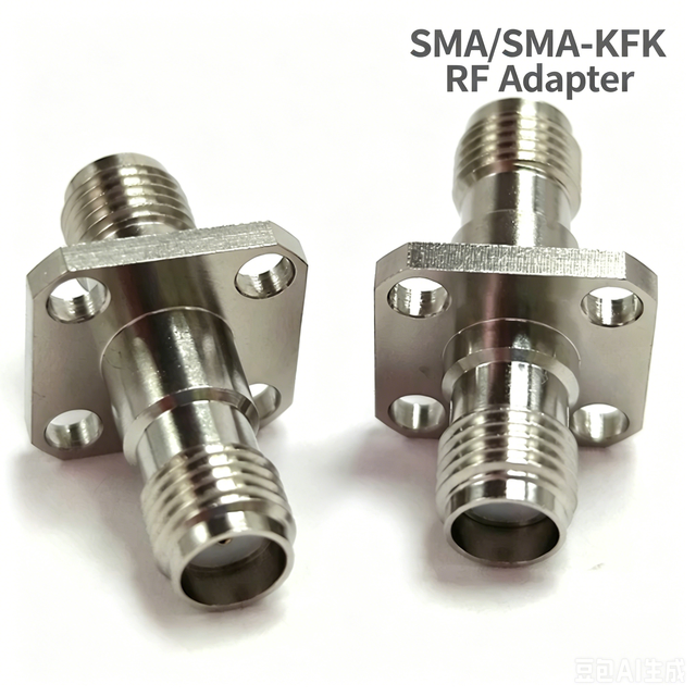 Rf Connector SMA(F)-SMA(F) Female to Female Adapter 4 Hole Flange Low VSWR Low Insertion Loss DC-18GHz RF Coaxial Connector