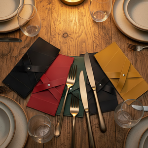 Porte-<span class=keywords><strong>couverts</strong></span> vintage, organiseur d'ustensiles portable, étui en cuir PU pour <span class=keywords><strong>couverts</strong></span>, pour une table de restaurant élégante - Product Image 2