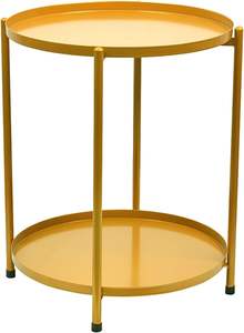 Table d'appoint en métal robuste, résistante aux intempéries et aux UV, multi-usages, montage facile pour patio, balcon, salon, style traditionnel - Product Image 2