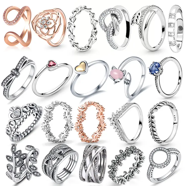 2022 new Silver Color Stack able infinite Heart Daisy Flower Ring For Women anelli Color argento originali anello regalo gioielli di marca