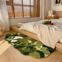 Tapis de sol en peluche épais, motif mousse forestière, pour chambre à coucher, lavable en machine
