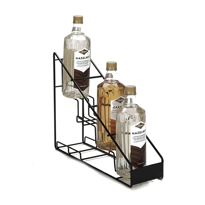 Organizador de prateleira compartimento, fio de metal 4 compartimentos, prateleira, bancada, vinho, xarope, suporte de garrafa