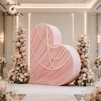 Arche de mariage métallique ANNIELU 8x8ft 3D à double couche avec support latéral en forme de cœur pour décoration de fête, douche nuptiale, Saint-Valentin