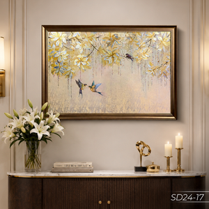 Premium Gold Leaf Botanical Wall Art Handmade Luxury Decorative <b>Painting</b> Vietnam OEM ODM Model SD24-17 - Product Image 2