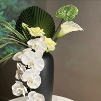 Dengan vas ZUOYI sentuhan nyata 45CM anggrek buatan hijau daun palem bundel bunga untuk desain AR-505