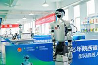 Plataforma de Entrenamiento de Robots Humanoides con Ruedas YL-R1B para Formación Profesional