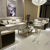 Ensemble de canapés sectionnels en cuir haut de gamme de luxe moderne avec coin, garnissage en éponge, pour usage intérieur, salon et salle à manger