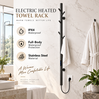 Sèche-serviettes électrique à affichage numérique en acier inoxydable noir, chauffe-serviettes pour hôtels, villas, vente en gros OEM/ODM
