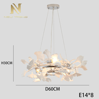 Grand projet de décoration de hall d'hôtel de luxe, villa, feuilles de ginkgo, branche de fleurs, lustre LED personnalisé