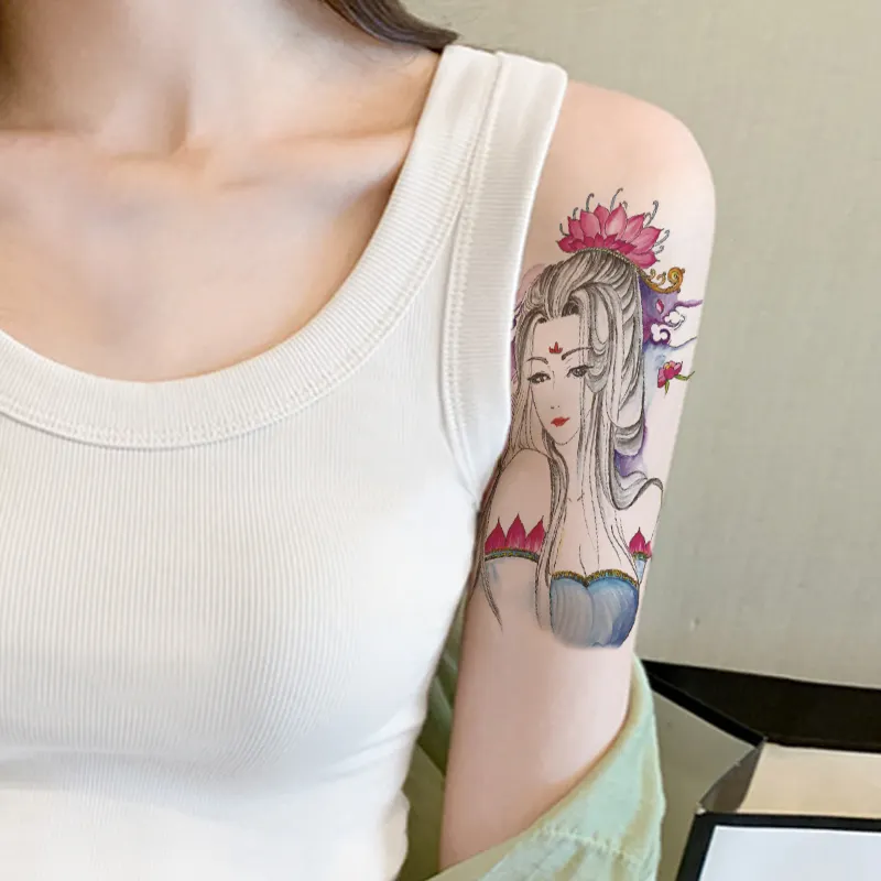 Realistico Anime di lunga durata tatuaggio temporaneo sulla vita metà braccio posteriore donne uomini ragazze Body Art tatuaggio adesivi