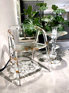 Chaise de salle à manger en résine transparente de style italien, design goutte d'eau, pour villa, salon, mobilier d'intérieur - Product Image 4