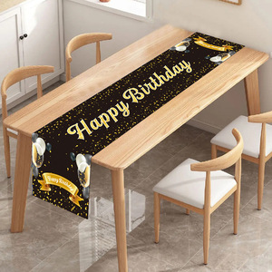 <span class=keywords><strong>Runner</strong></span> da Tavolo per Feste di Compleanno di Nuovo Stile, Design con Scritta 'Happy Birthday' in Poliestere per Tavoli da Pranzo e Caffè - Product Image 3