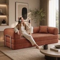 Canapé-lit convertible de luxe en tissu compressé pour hôtel-appartement, avec accoudoirs – Design moderne et écologique, canapé compressé