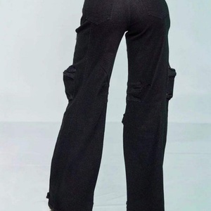 Nouveau Jean Large Femme Automne Style Street Hip-Hop 100% Coton Délavé Effet Usé OOTD Jean Baggy en Denim Orné de Strass - Product Image 4