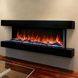 Chimenea de Vidrio Espejado de 100 Pulgadas con Vista de 3 Lados, 9 Colores de <span class=keywords><strong>Llama</strong></span>, Calentador de 750/1200W con Control Remoto - Product Image 3