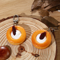 Mignon mini porte-clés en PVC de style européen 5x5cm, ornements alimentaires simulés, biscuits fourrés à la crème, pendentif pour sac de voiture