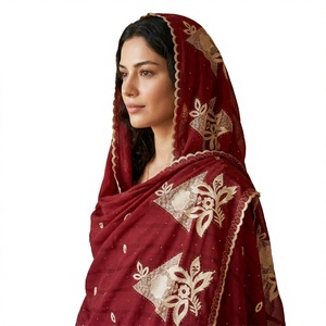 Wholesale Custom Floral Rhinestone Embroidery Breathable Elegant <b>Chiffon</b> Women Shawl Daily Wear <b>Scarf</b> Wrap Bulk - Product Image 3