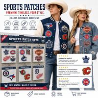 Patchs brodés thermocollants ou à coudre pour maillots de sport, logos d'équipes, écussons, mascottes (hockey, basketball, baseball)