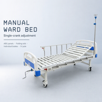 Lit d'hôpital manuel à manivelle unique avec bande de tête de lit en ABS, capacité de 170 kg, 4 prises pour poteaux IV, certifié CE ISO